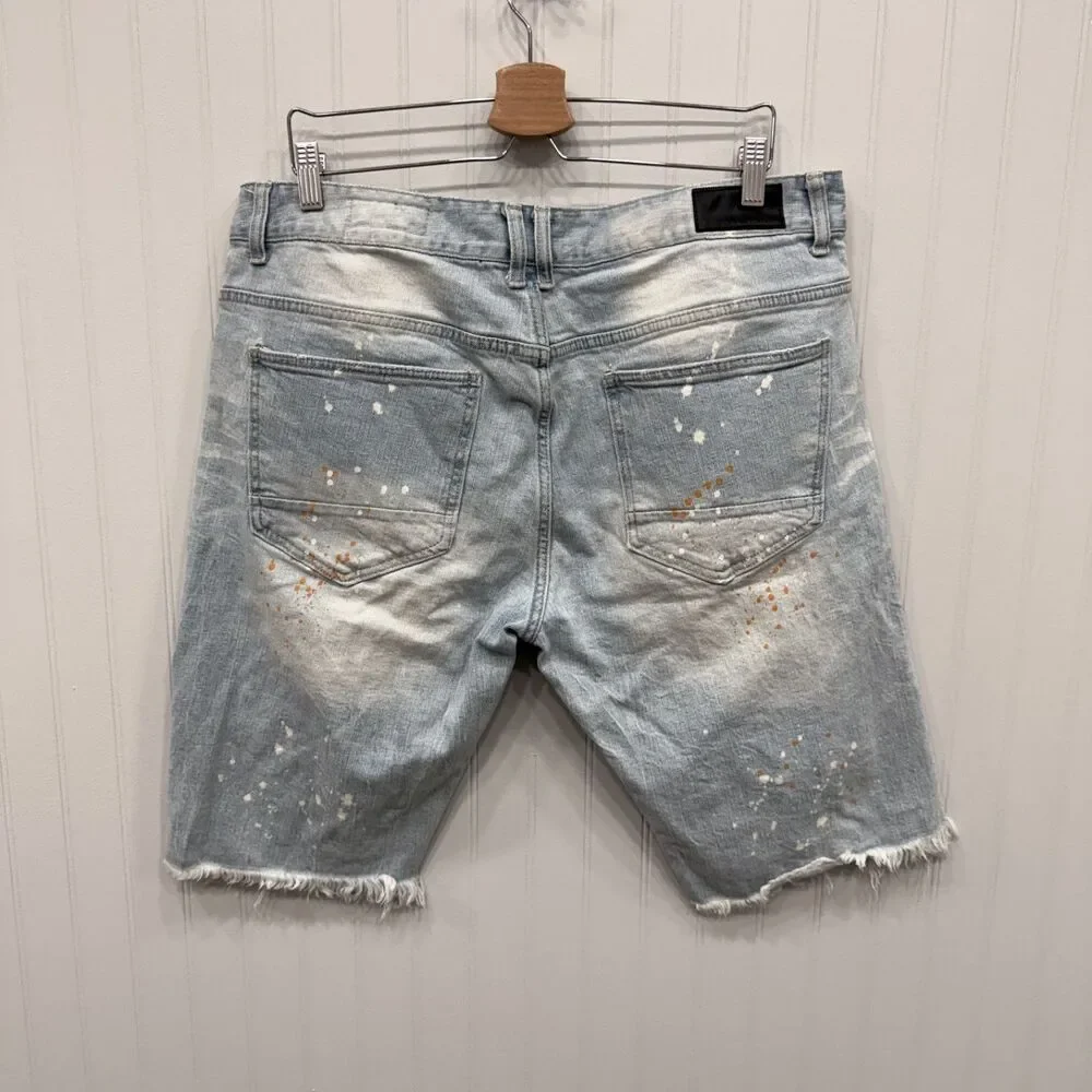 Smoke Rise Men's W38 Blue Distressed Ripped Skate Hip Hop 90's Y2K Jean Shorts